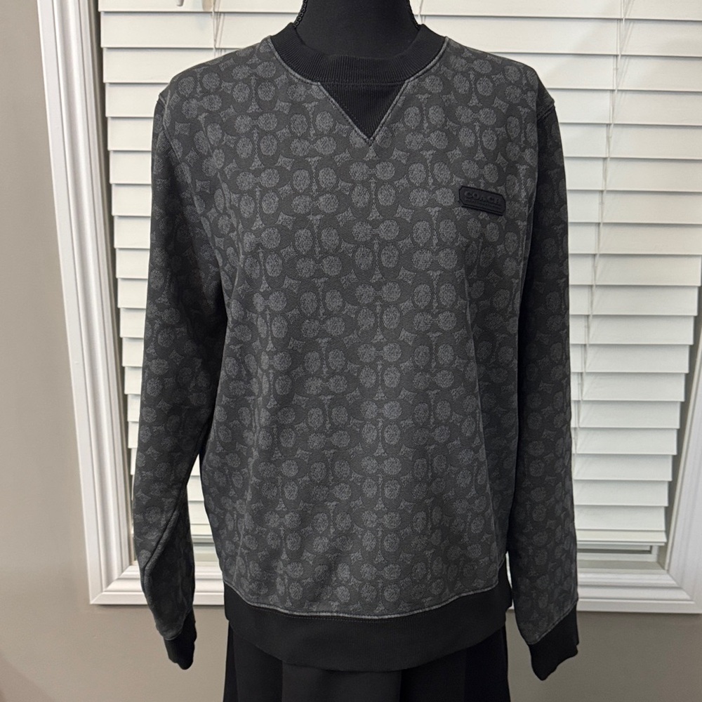 Coach Black Patterned Men's Crewneck Sweater